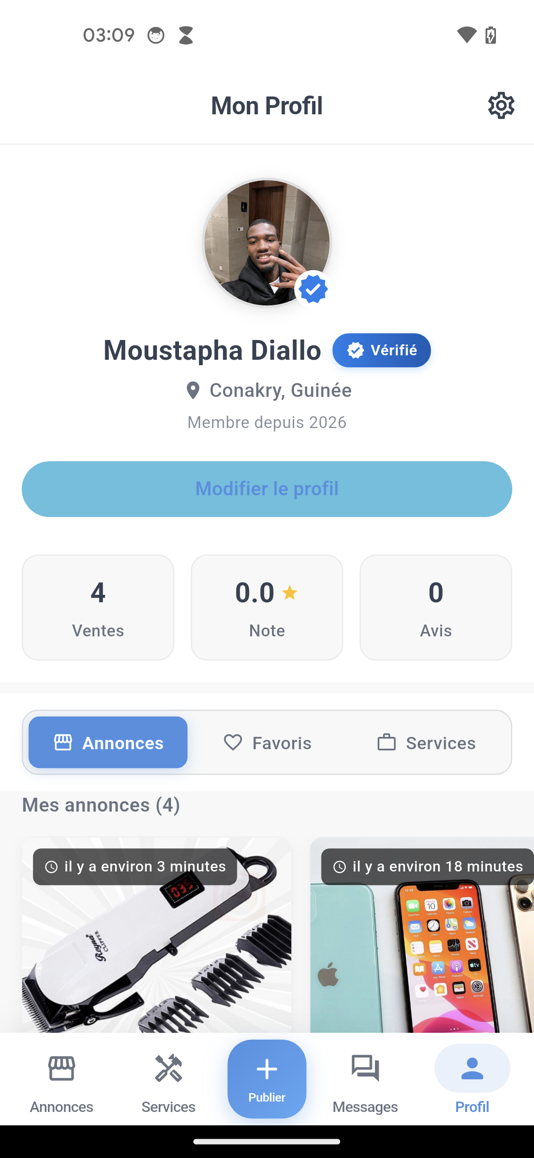 Profil vendeur verifie avec avis et annonces